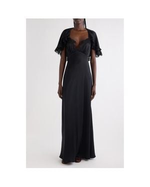 Chloé Lace Trim Silk Maxi Dress - Black