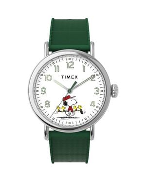 Timex X Peanuts Golf Standard Silicone Strap Watch, 40Mm - Green