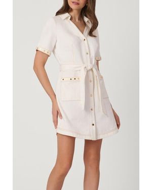 Shoshanna Studded Denim Laurie Dress - White