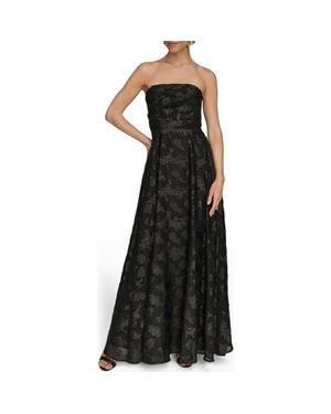 Donna Karan Ruched Metallic Strapless Gown - Black