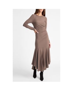 Santorelli Abigail Long Sleeve Hi Lo Dress - Brown