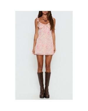 Princess Polly Dewdrops Floral Print Sleeveless Chiffon Minidress - Pink