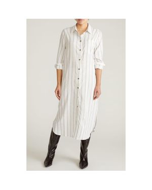 UNIVERSAL STANDARD Odeon Long Sleeve Stretch Linen Blend Shirtdress - White