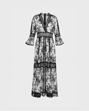 Anne Fontaine Amodio Long Floral Lace Dress - White