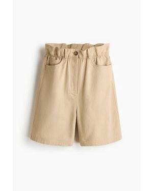 H&M Paper Bag Bermuda Shorts - Natural