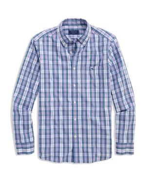 Vineyard Vines Washashore Classic Fit Plaid Stretch Cotton Button-Down Shirt - Blue