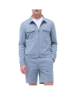Bugatchi Soft Touch Zip Knit Shirt Jacket - Blue