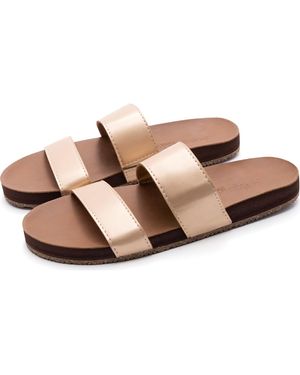 feel good Zensole Vistas Faux Leather Double Strap Slide Sandals - Brown