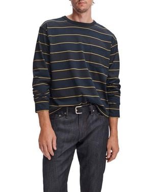 Rag & Bone Boxy Striped Long Sleeve T-Shirt - Blue