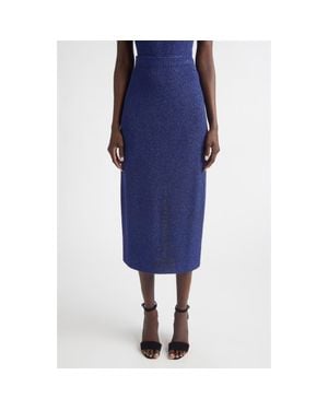 St. John Margo Legacy Crepe Knit Midi Skirt - Blue