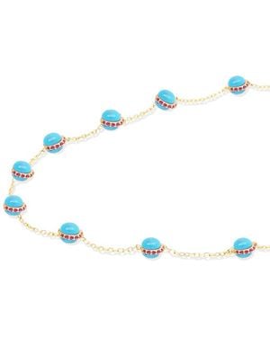 Campbell + Charlotte Found Cabochon Station Necklace - Blue