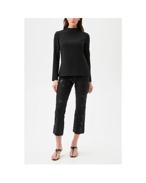 Trina Turk Baz High Neck Suiting Top - Black