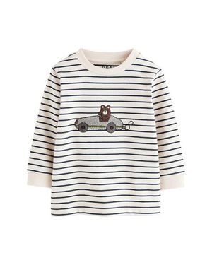 Next Kids' Appliqué Long Sleeve Cotton Graphic T-Shirt - Gray