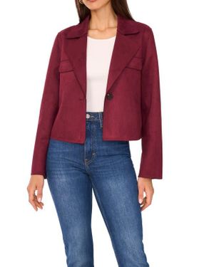 Vince Camuto One-Button Faux Suede Jacket - Red