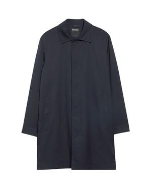 ZEGNA Water Repellent Microfiber Twill Raincoat - Blue