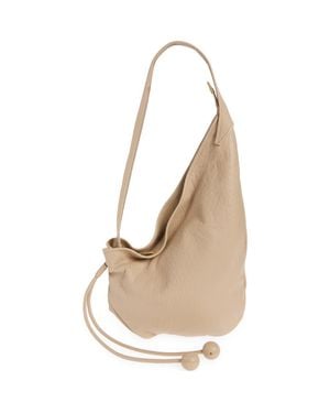 Marni Small Sling Leather Hobo Bag - Natural