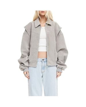 Lioness Vista Faux Suede Bomber Jacket - Gray