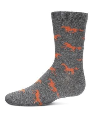 Memoi Galloping Horse Crew Socks - Gray