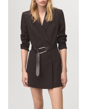 Mango Loida Long Sleeve Double Breasted Coat Dress - Black