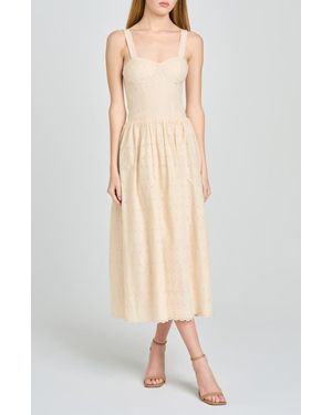 Wayf Lillian Eyelet Cotton Midi Dress - Natural