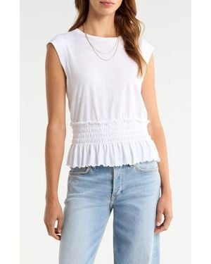 Treasure & Bond Smocked Waist Peplum Muscle Tank - Blue