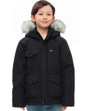 Rokka&Rolla Kids' Parka Coat With Detachable Trim - Black