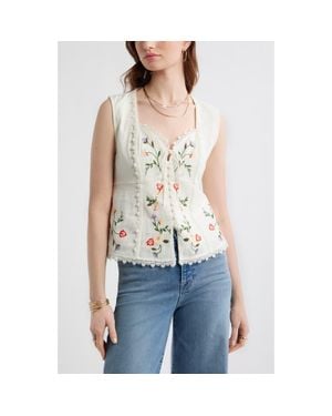 Treasure & Bond Embroidered Sleeveless Top - White