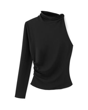 Mango One-Shoulder Turtleneck Top - Black