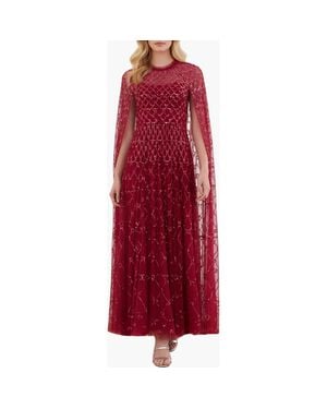 Needle & Thread Heart Lattice Cape Ankle Gown - Red