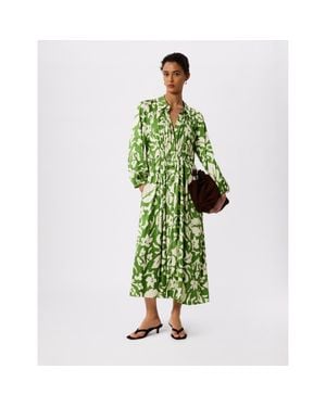 Whistles Floral Trapeze Shirt Dress - Green