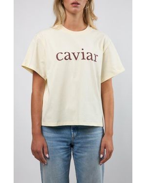 Viens Avec Moi Caviar Boxy Cotton Graphic T-Shirt - White