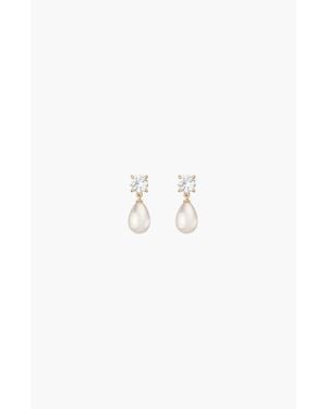 AUrate New York Lab Grown Sapphire Pearl Drop Earrings - Yellow