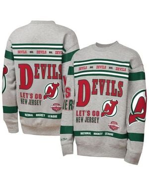 Mitchell & Ness Youth New Jersey Devils Allover Print Fleece Crewneck Sweatshirt - Green