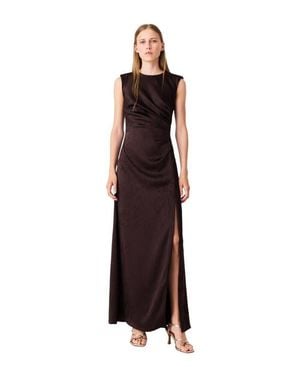 Maje Satin-Effect Draped Maxi Dress - Purple