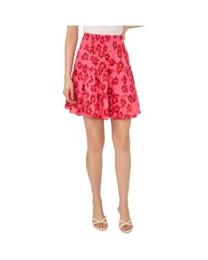 Cece Print Smocked Tiered Skirt