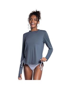 BloqUV Long Sleeve Sun And Uv Protection Relaxed Scallop Top - Blue