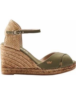 VISCATA Aiguablava Canvas Espadrille Sandal Wedges - Metallic