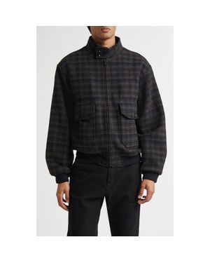 Palmes Plaid Wool Blouson Jacket - Black