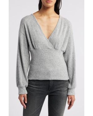 Loveappella Empire Tie Back Rib Top - Gray
