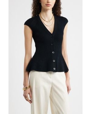 Nordstrom Rib Peplum Top - Blue