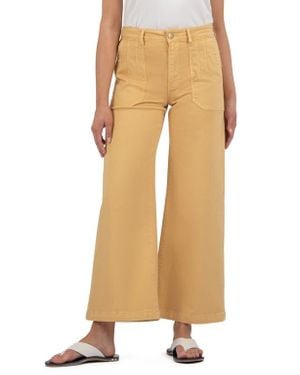 Kut From The Kloth Meg High Waist Ankle Wide Leg Twill Pants - Natural