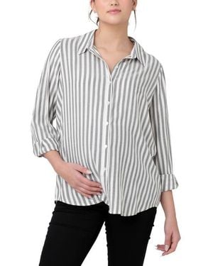 Ripe Maternity Lou Stripe Shirt - Gray