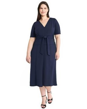 Maggy London Tie Waist Midi Dress - Blue