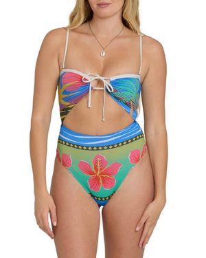 Billabong Midnight Tropics Andrew Cutout High-Leg One-Piece Swimsuit - Blue