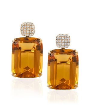 Goshwara Gossip Cushion Cut Drop Earrings - Orange