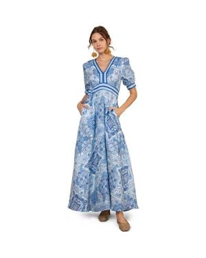 Hale Bob Ginevra Linen Maxi Dress - Blue