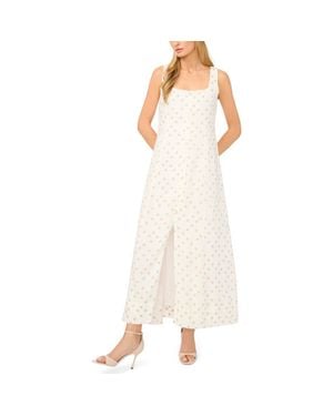 Halogen® Polka Dot Sleeveless Dress - Natural