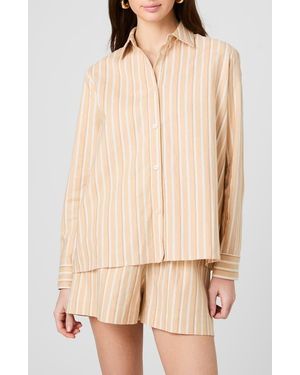 French Connection Linen Blend Stripe Shirt - Natural