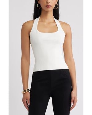 Open Edit Sweater Halter Top - White
