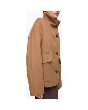 Mango Basquiat Funnel Neck Coat - Brown